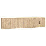 3 Piece TV Cabinet Set Sonoma Oak Engineered Wood - Front View
