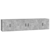 3 Piece TV Cabinet Set Concrete Grey Engineered Wood - Front View