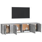 3 Piece TV Cabinet Set Concrete Grey Engineered Wood - Side View