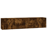 3 Piece TV Cabinet Set Smoked Oak Engineered Wood - Front View