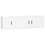 2 Piece TV Cabinet Set White Engineered Wood