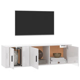 2 Piece TV Cabinet Set High Gloss White Engineered Wood - Side View