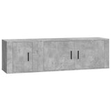 2 Piece TV Cabinet Set Concrete Grey Engineered Wood - Front View