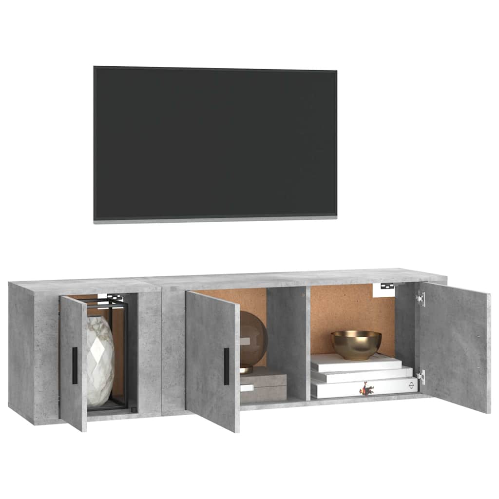 2 Piece TV Cabinet Set Concrete Grey Engineered Wood