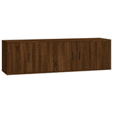2 Piece TV Cabinet Set Brown Oak Engineered Wood - Front View