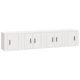4 Piece TV Cabinet Set White Engineered Wood - Front View