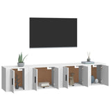 4 Piece TV Cabinet Set White Engineered Wood - Side View