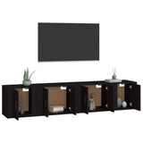 4 Piece TV Cabinet Set Black Engineered Wood