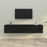 4 Piece TV Cabinet Set Black Engineered Wood
