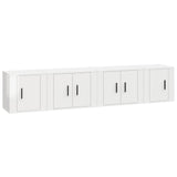 4 Piece TV Cabinet Set High Gloss White Engineered Wood