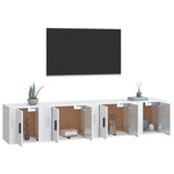 4 Piece TV Cabinet Set High Gloss White Engineered Wood - Side View
