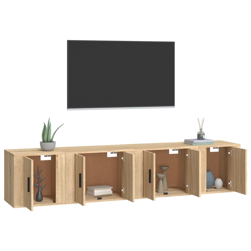 4 Piece TV Cabinet Set Sonoma Oak Engineered Wood