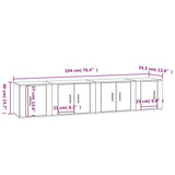 4 Piece TV Cabinet Set Smoked Oak Engineered Wood - Extra Image