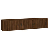 4 Piece TV Cabinet Set Brown Oak Engineered Wood - Front View