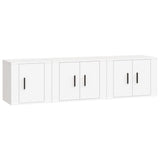 3 Piece TV Cabinet Set White Engineered Wood - Front View