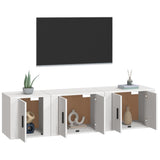 3 Piece TV Cabinet Set White Engineered Wood - Side View