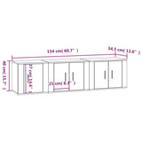 3 Piece TV Cabinet Set White Engineered Wood - Extra Image