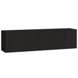 3 Piece TV Cabinet Set Black Engineered Wood