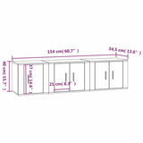 3 Piece TV Cabinet Set Black Engineered Wood - Extra Image