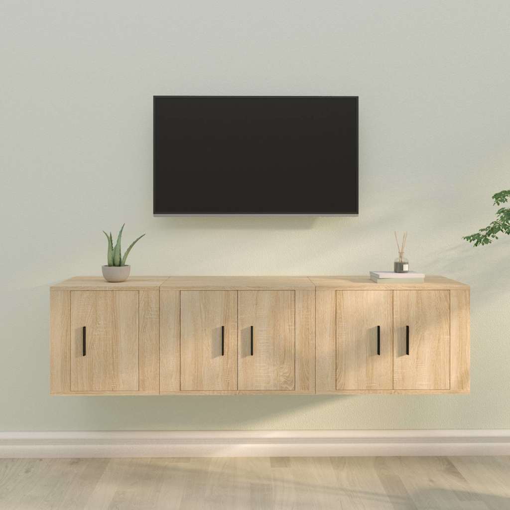 3 Piece TV Cabinet Set Sonoma Oak Engineered Wood