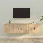 3 Piece TV Cabinet Set Sonoma Oak Engineered Wood