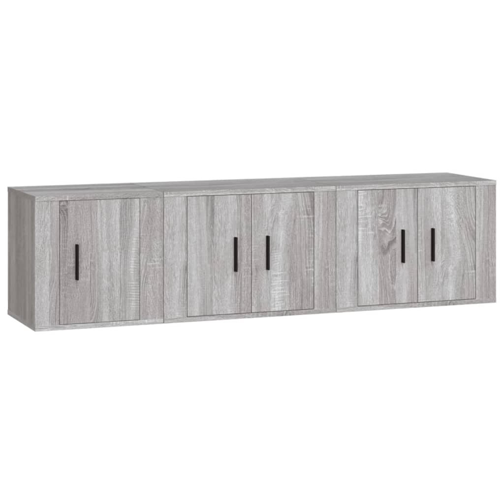3 Piece TV Cabinet Set Grey Sonoma Engineered Wood