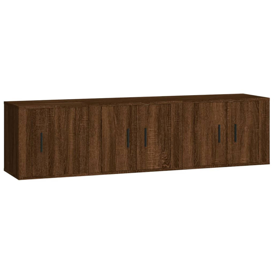 3 Piece TV Cabinet Set Brown Oak Engineered Wood