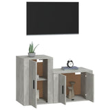 2 Piece TV Cabinet Set Concrete Grey Engineered Wood - Side View