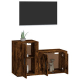 2 Piece TV Cabinet Set Smoked Oak Engineered Wood - Side View
