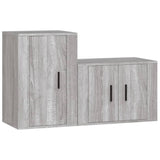 2 Piece TV Cabinet Set Grey Sonoma Engineered Wood - Front View