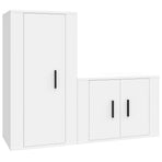 2 Piece TV Cabinet Set White Engineered Wood