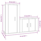 2 Piece TV Cabinet Set High Gloss White Engineered Wood - Low Angle