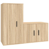 2 Piece TV Cabinet Set Sonoma Oak Engineered Wood - Front View