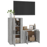2 Piece TV Cabinet Set Concrete Grey Engineered Wood - Side View