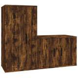 2 Piece TV Cabinet Set Smoked Oak Engineered Wood - Front View