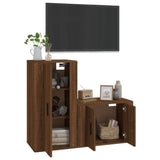 2 Piece TV Cabinet Set Brown Oak Engineered Wood - Side View
