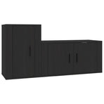 2 Piece TV Cabinet Set Black Engineered Wood
