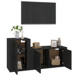 2 Piece TV Cabinet Set Black Engineered Wood