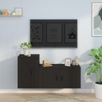 2 Piece TV Cabinet Set Black Engineered Wood