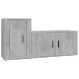 2 Piece TV Cabinet Set Concrete Grey Engineered Wood - Front View