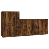 2 Piece TV Cabinet Set Smoked Oak Engineered Wood - Front View