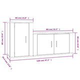 2 Piece TV Cabinet Set Grey Sonoma Engineered Wood - Low Angle