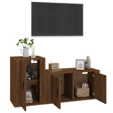 2 Piece TV Cabinet Set Brown Oak Engineered Wood