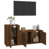 2 Piece TV Cabinet Set Brown Oak Engineered Wood - Side View