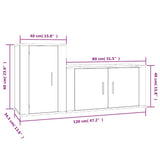 2 Piece TV Cabinet Set Brown Oak Engineered Wood