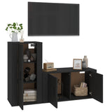 2 Piece TV Cabinet Set Black Engineered Wood - Side View