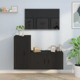 2 Piece TV Cabinet Set Black Engineered Wood