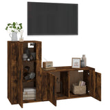 2 Piece TV Cabinet Set Smoked Oak Engineered Wood - Side View