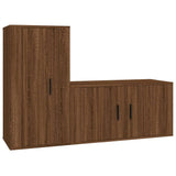 2 Piece TV Cabinet Set Brown Oak Engineered Wood - Front View