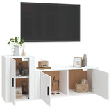 2 Piece TV Cabinet Set White Engineered Wood - Side View